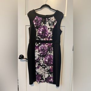 White House Black Market Black and Purple Sheath Dress spring